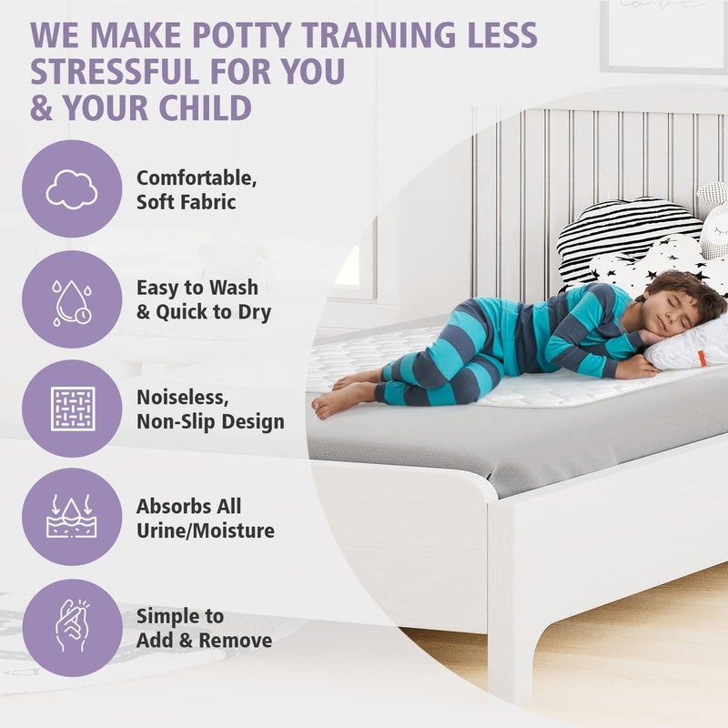 Lynmark® 2x Potty Training Bed Pads for Waterproof Protection, Bed Protector Best for Potty Training, Incontinence & Bedwetting Toddlers & Children, Lifesaver for Your Mattress & Sheet 33" x 27" White - Image 2